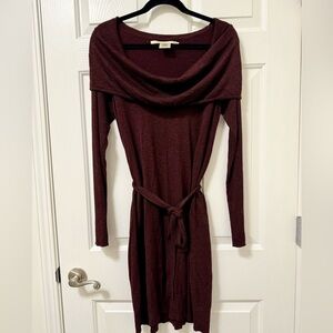 Max Studio off the shoulder or cowl neck sweater dress with removable belt